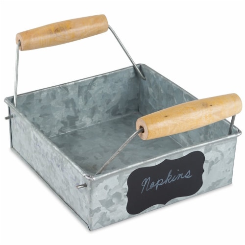 Benzara Galvanized Napkin Holder - Gray Perspective: front