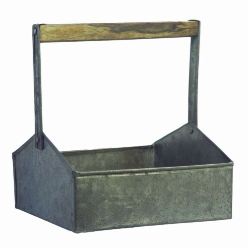 Benzara I457-AMC0007 6 x 5.5 x 5.5 in. Galvanized Metal Beverage Napkin Caddy Organizer - Gra Perspective: front