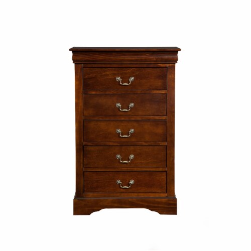 5 Drawer Chest In Rubberwood Brown Perspective: front