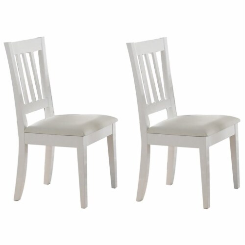 Benzara Wooden Dining Chairs - White Perspective: front