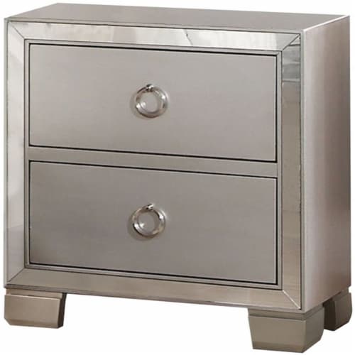 Benjara 15.43 2 drawer Wood Nightstand with Mirror Insert Front