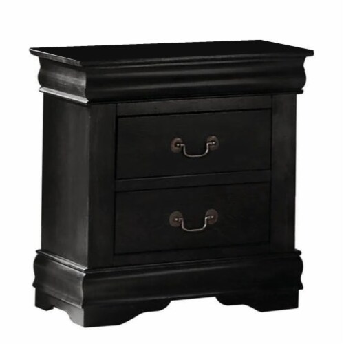 Benjara 15.43 Transitional Wood Nightstand with 2 Drawers in Black