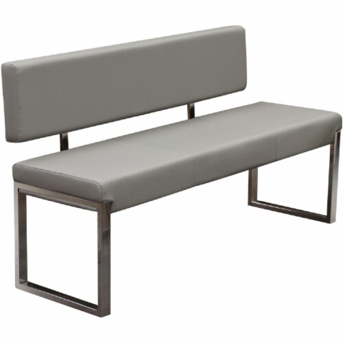 Saltoro Sherpi Faux Leather Upholstered Bench with Stainless Steel