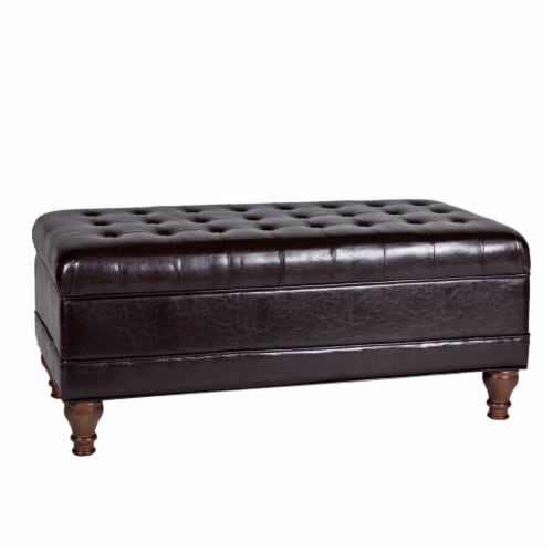 Leather tufted storage bench deals