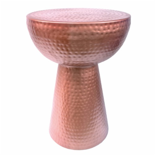 Benzara Hammered Textured Iron Stool - Copper Perspective: front