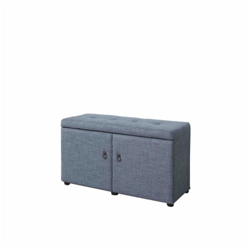 Fabric Upholstered Shoe Storage Bench With Button Tufted Seating Blue Saltoro Sherpi 40.5x16X17.5 Kroger