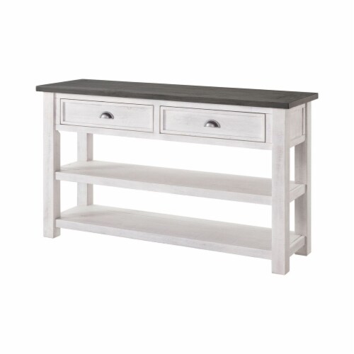 Benjara 50 Rectangular Coastal Solid Wood Console Table with 2