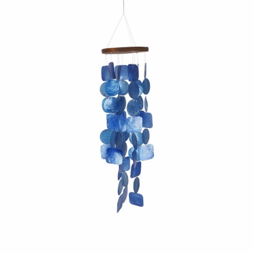 Benzara Handmade Wind Chime with Capiz Shell Hangings - Blue Perspective: front