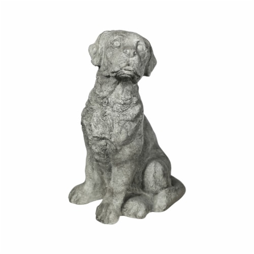 Saltoro Sherpi Border Terrier Dog Fiberstone Figurine in Sitting Position, Distressed Gray Perspective: front