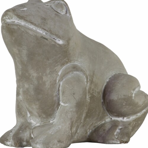 Benjara BM209427 6 H x 5.25 x 6.25 in. Cemented Sitting Frog Figurine with Closed Legs & Wash Perspective: front