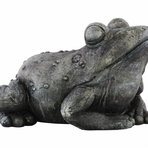 Saltoro Sherpi Sleeping Textured Fiberstone Frog Figurine, Washed Gray Perspective: front
