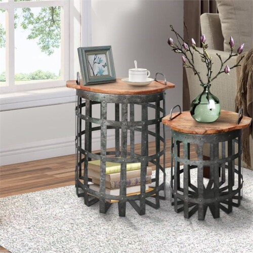 Galvanized end table discount