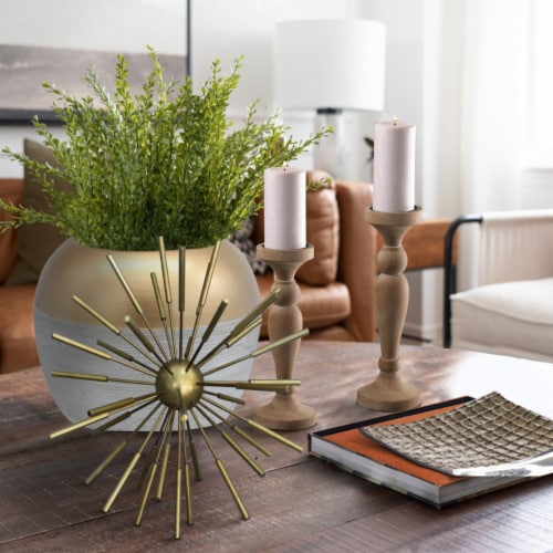 Benzara Sputnik Spike Deocorative Metal Decor - Brass Perspective: front