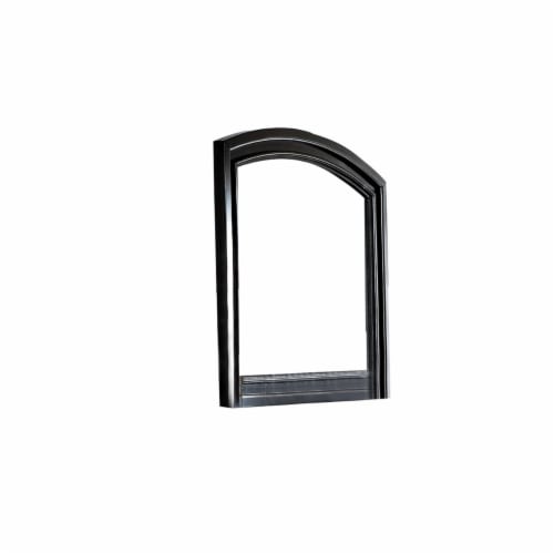 Traditional Style Wooden Frame Dresser Mirror with Curved Top, Black Perspective: front