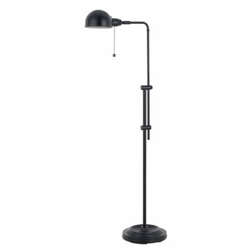 Adjustable Height Metal Pharmacy Lamp with Pull Chain Switch, Black- Saltoro Sherpi Perspective: front