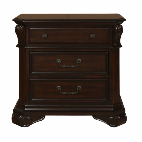 Fay 3 Drawer Wooden Nightstand With Molded Details And Metal