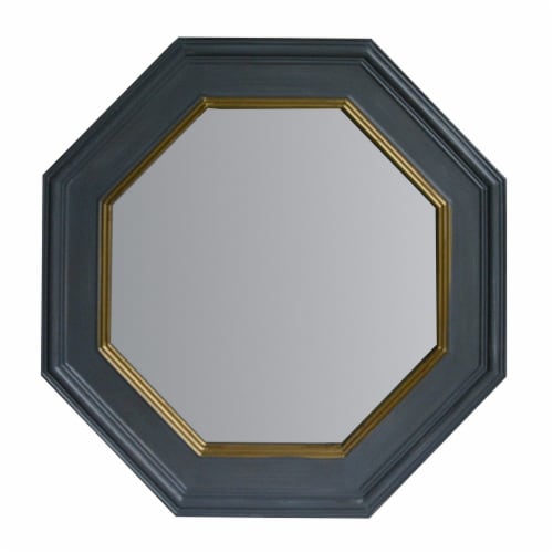 Benzara Octagonal Wall Mirror - Gray Perspective: front