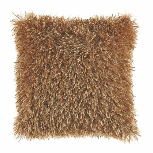 18 x 18 Inches Polyester Accent Pillow with Furry Texture Set of