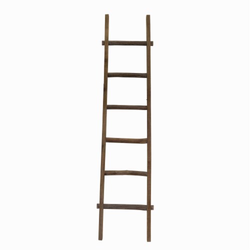 Rustic Style Wooden Decorative Ladder With 6 Rails, Brown, 1 Harris