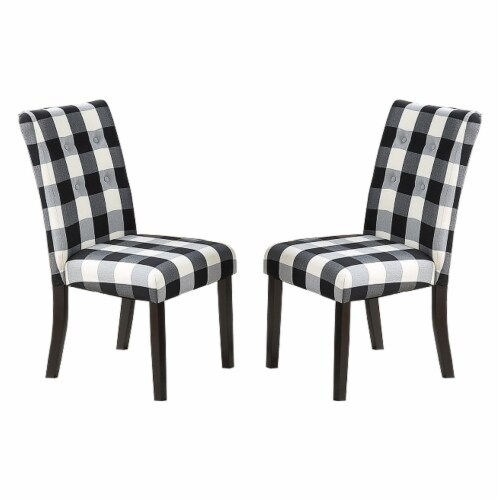 Black and white top check dining chairs