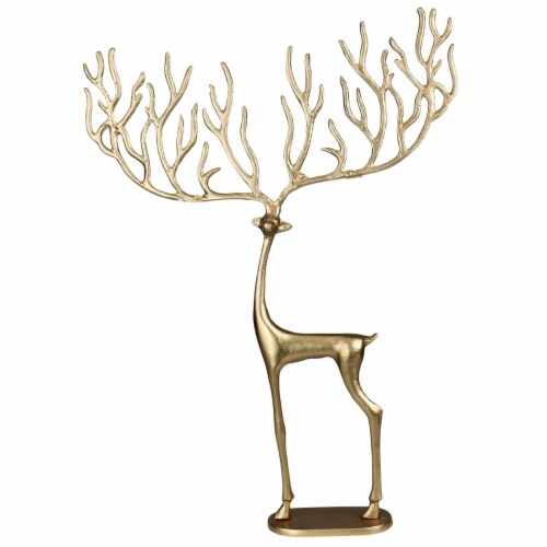 Metal Standing Reindeer Accent Decor with Big Antlers Large Set