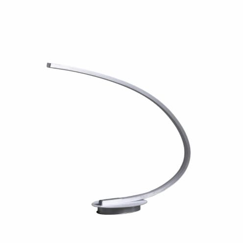 Table Lamp with Arched Tube LED, Brushed Silver- Saltoro Sherpi Perspective: front