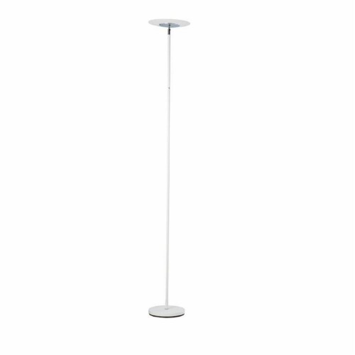 Floor Lamp with Adjustable Torchiere Head and Sleek Metal Body, White- Saltoro Sherpi Perspective: front