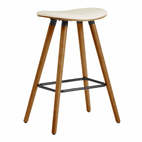 26 Inch Faux Leather Counter Height Backless Bar Stool Brown and