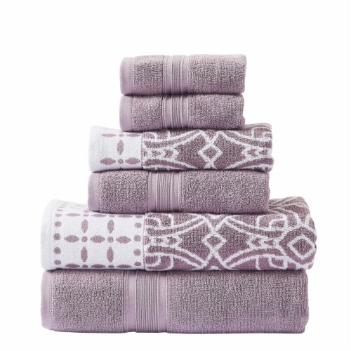 Purple store patterned towels