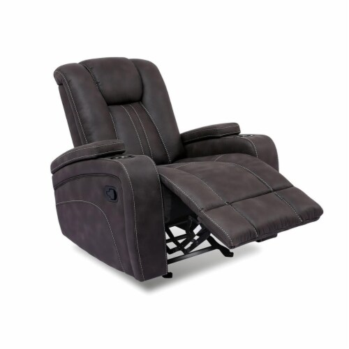 Benzara BM252438 Glider Recliner Chair with Lift Top Armrest & Cup