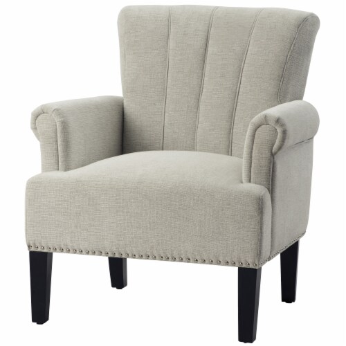 Accent Chair with Fabric Upholstery and Channel Tufting, Cream Perspective: front