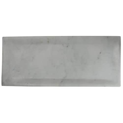Rectangle Marble Plate with Raised Edges, Medium, White,Saltoro Sherpi Perspective: front