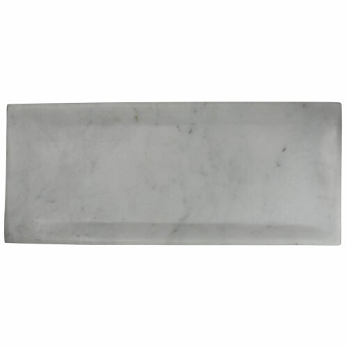 Rectangle Marble Plate with Raised Edges, Medium, White,Saltoro Sherpi Perspective: front