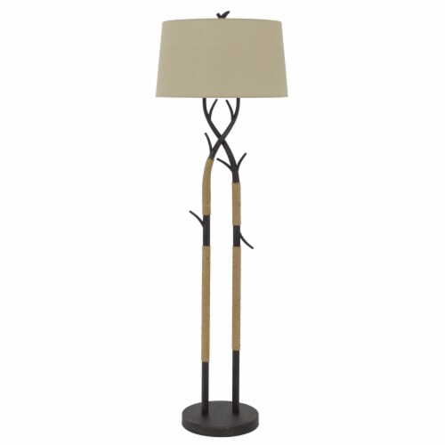 60 Inch Metal Tree Branch Base Floor Lamp, Dimmer, Black Perspective: front