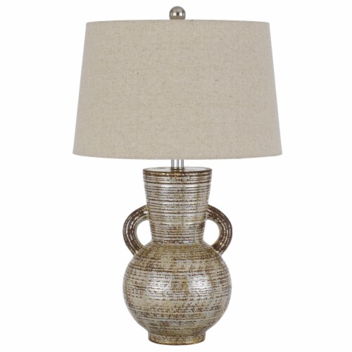 26 Inch Vase Table Lamp with Curved Handles, Dimmer, Bronze Perspective: front