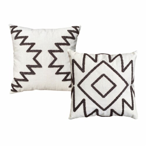 17 x 17 Inch Square Cotton Accent Throw Pillows, Geometric Aztec