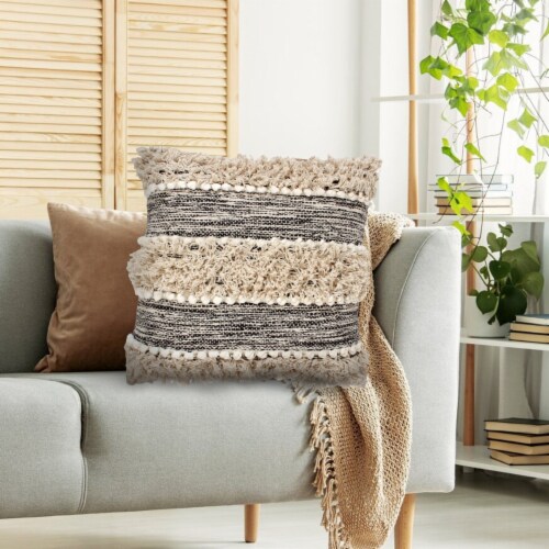 Home Decorators Collection Cream Fringe Textured 18 in. x 18 in. Square Decorative  Throw Pillow S00161045216 - The Home Depot