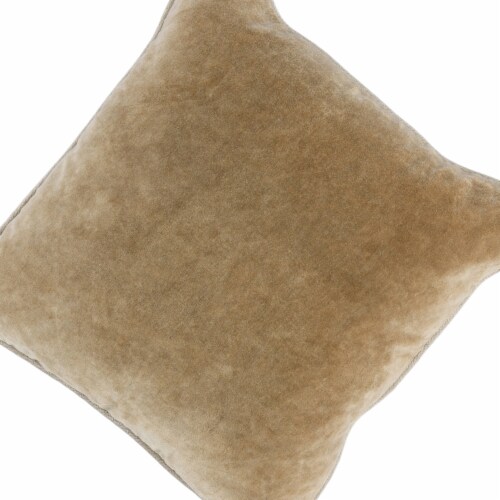 Hillary 18 Inch Square Velvet Decorative Throw Pillow, Welt Cord, Yellow Perspective: front