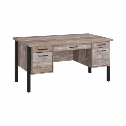 60 Inch Wood Office Writing Desk 4 Drawers 1 Cabinet Rustic