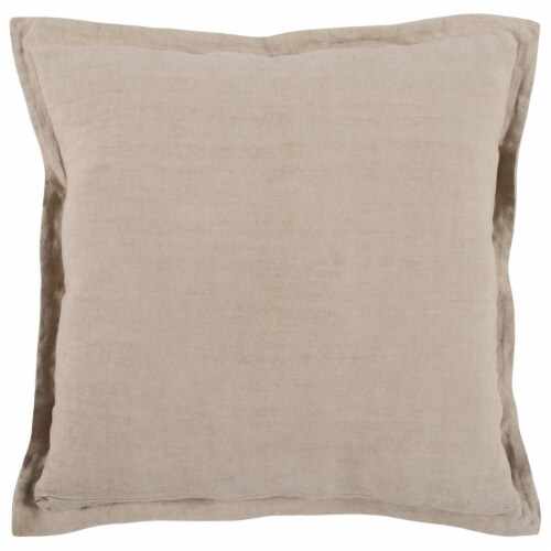 Pixie 22 x 22 Square Soft Fabric Accent Throw Pillow, Flange Edges, Beige Perspective: front