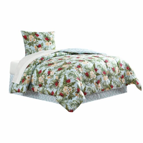 Elia 6 Piece Polyester Twin Comforter Set, Tropical Design, Green