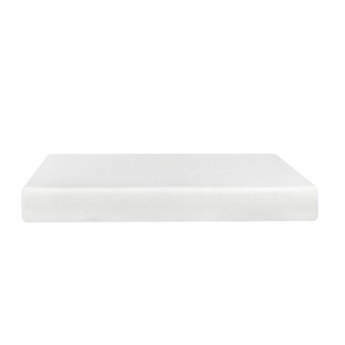Bree 10 Inch Plush Queen Size Mattress with Gel Foam, Aloe Vera Infused- Saltoro Sherpi Perspective: front
