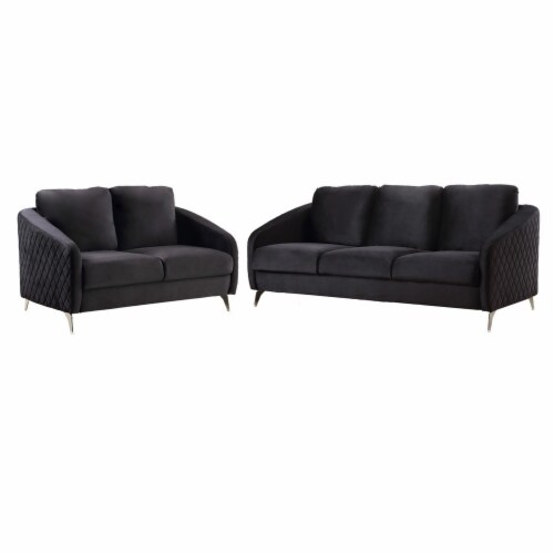 Hida 2 Piece Sofa and Loveseat Set Diamond Stitching Smooth