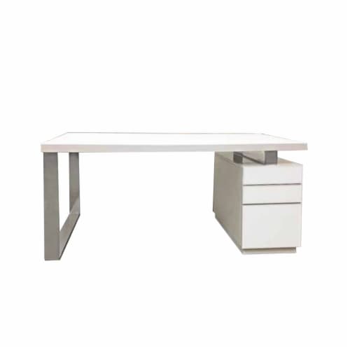 White lacquer desk with chrome legs discount