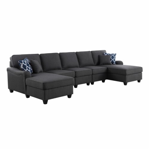 Lulu 146 Inch Sectional 5 Seater Sofa with Dual Chaise Pillows