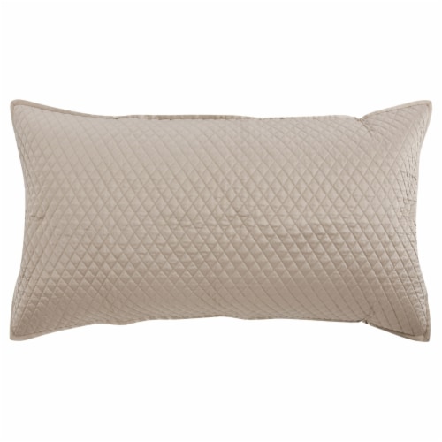 Kahn Hand Quilted Lumbar King Size Pillow Sham, Self Binding, Matte Brown- Saltoro Sherpi Perspective: front