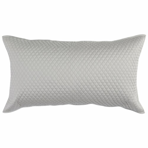 Kahn Hand Quilted Lumbar King Size Pillow Sham, Self Binding, Matte Silver- Saltoro Sherpi Perspective: front