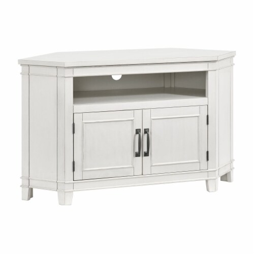 Alexa 50 Inch TV Corner Entertainment Console, Cubby, White Stained, 1 Kroger