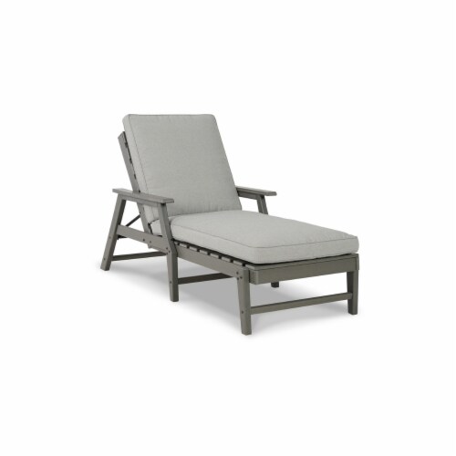 Vrai 78 Inch Adjustable Outdoor Chaise Lounge, Gray Frame, Cushioned