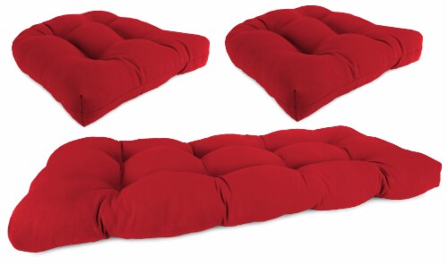 Jordan Manufacturing Wicker Settee Cushion Set - Veranda Red Perspective: front